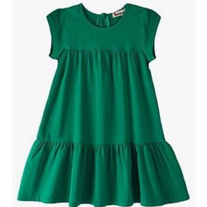 Youwon Girl's Dress Size 8 A-Line Cotton Kelly Green Stretch Tier
